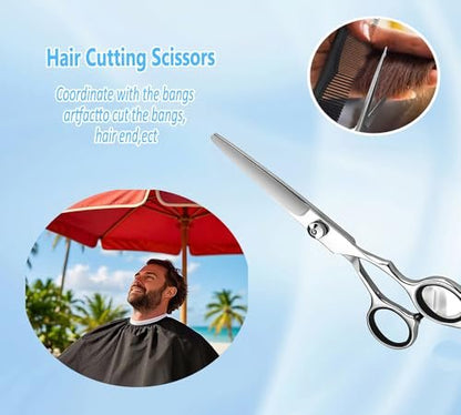 Xolaawa Professional Hair Cutting Scissors & Razor Shears – Ultra Sharp Stainless Steel for Salon, Barber, or Home Use (6.69 inches, Silver)