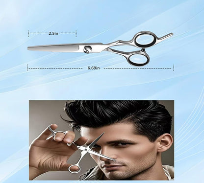 Xolaawa Professional Hair Cutting Scissors & Razor Shears – Ultra Sharp Stainless Steel for Salon, Barber, or Home Use (6.69 inches, Silver)