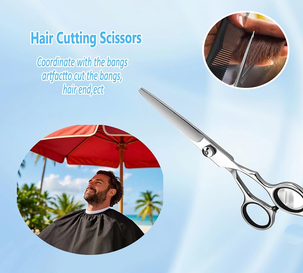 Xolaawa Professional Hair Cutting Scissors & Razor Shears – Ultra Sharp Stainless Steel for Salon, Barber, or Home Use (6.69 inches, Silver) - görsel 11