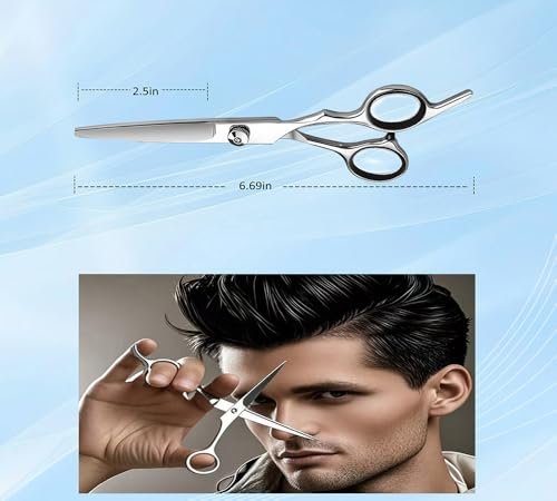 Xolaawa Professional Hair Cutting Scissors & Razor Shears – Ultra Sharp Stainless Steel for Salon, Barber, or Home Use (6.69 inches, Silver) - görsel 6