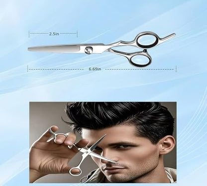 Xolaawa Professional Hair Cutting Scissors & Razor Shears – Ultra Sharp Stainless Steel for Salon, Barber, or Home Use (6.69 inches, Silver)