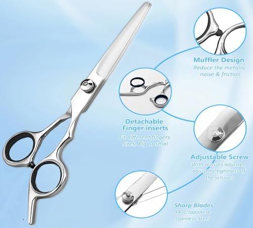 Xolaawa Professional Hair Cutting Scissors & Razor Shears – Ultra Sharp Stainless Steel for Salon, Barber, or Home Use (6.69 inches, Silver) - görsel 4