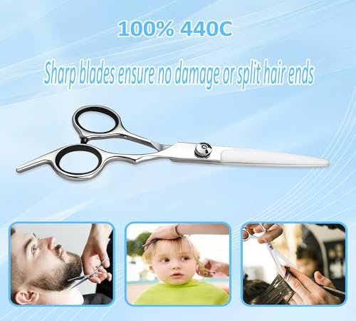 Xolaawa Professional Hair Cutting Scissors & Razor Shears – Ultra Sharp Stainless Steel for Salon, Barber, or Home Use (6.69 inches, Silver) - görsel 10