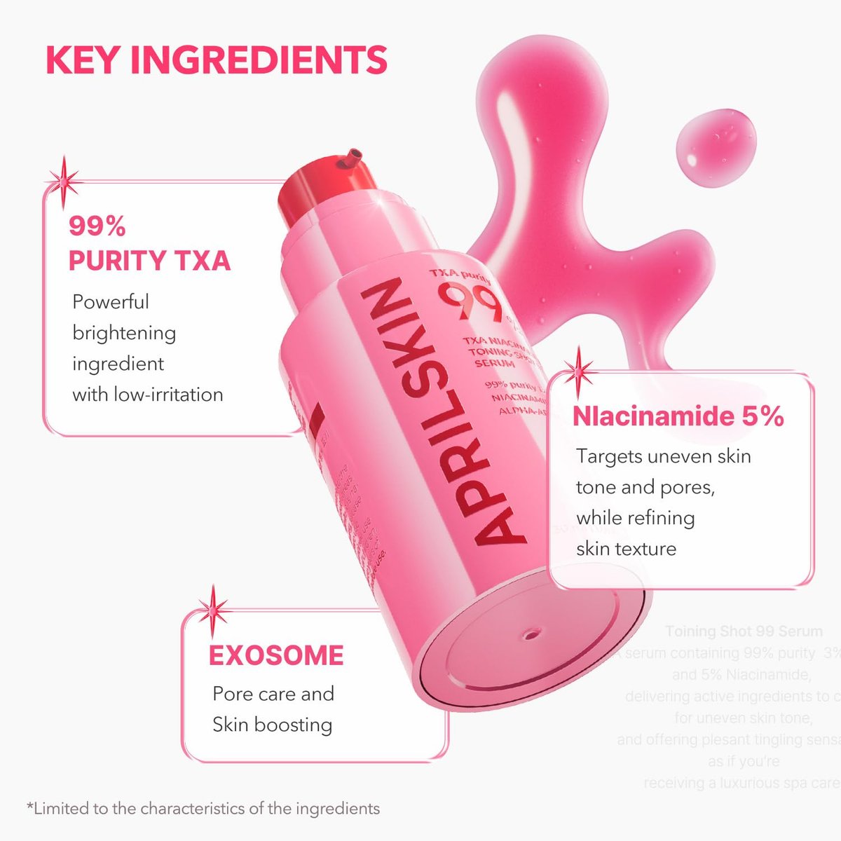 APRILSKIN TXA Niacinamide Toning Shot 99 Spicule Facial Serum - Brightening & Pore Care, 1.01 fl. oz. - görsel 8