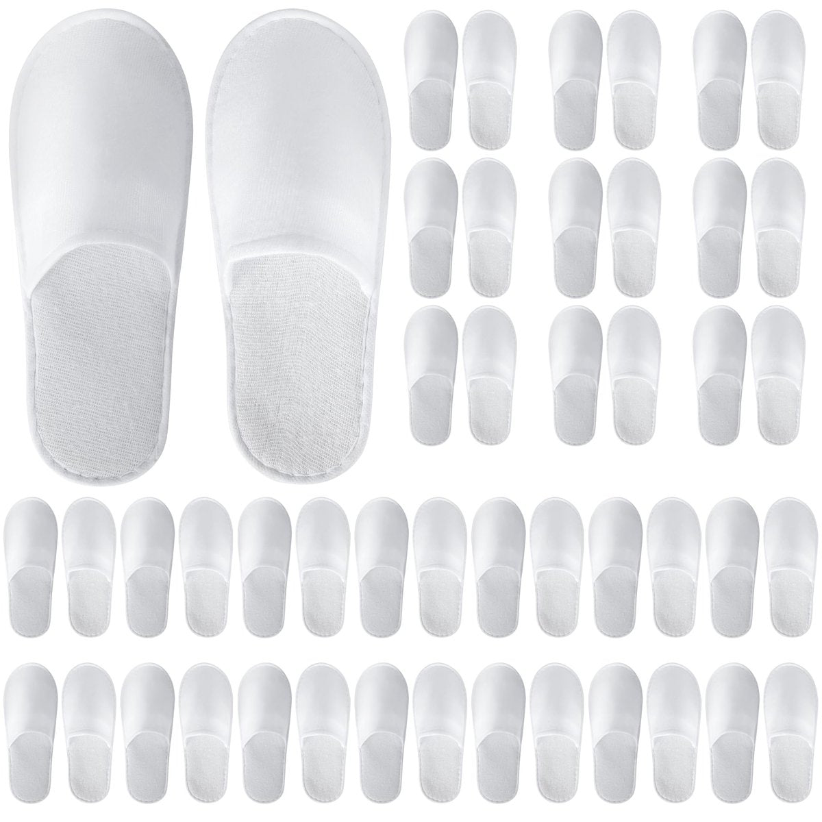 UrbanRoots 28 Pairs Disposable Slippers for Guests - Bulk Hotel, Spa & Travel Slippers with Pouch, Non-Slip White House Slippers Avelisse