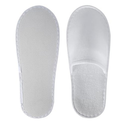UrbanRoots 28 Pairs Disposable Slippers for Guests - Bulk Hotel, Spa & Travel Slippers with Pouch, Non-Slip White House Slippers Avelisse