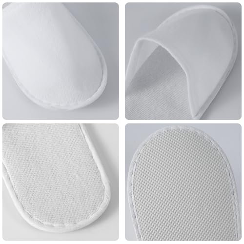 UrbanRoots 28 Pairs Disposable Slippers for Guests - Bulk Hotel, Spa & Travel Slippers with Pouch, Non-Slip White House Slippers Avelisse