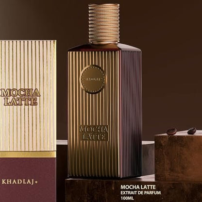 Khadlaj Mocha Latte Extrait de Parfum – Gourmand Spicy Sweet Warm Unisex Fragrance, 3.4 oz / 100 ml