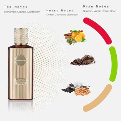 Khadlaj Mocha Latte Extrait de Parfum – Gourmand Spicy Sweet Warm Unisex Fragrance, 3.4 oz / 100 ml