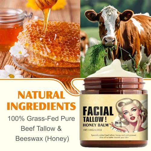 Original Grass-Fed Beef Tallow Face Balm - Natural Moisturizer for Supple Skin, 4.23 oz Avelisse