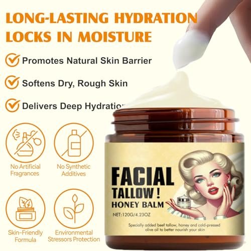 Original Grass-Fed Beef Tallow Face Balm - Natural Moisturizer for Supple Skin, 4.23 oz Avelisse