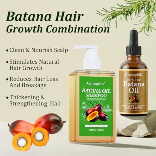 Gypsophila Batana Oil Hair Growth Bundle - Batana Oil Shampoo & 100% Pure Natural Rosemary Hair Treatment for Women & Men – Thicker, Healthier Hair Avelisse