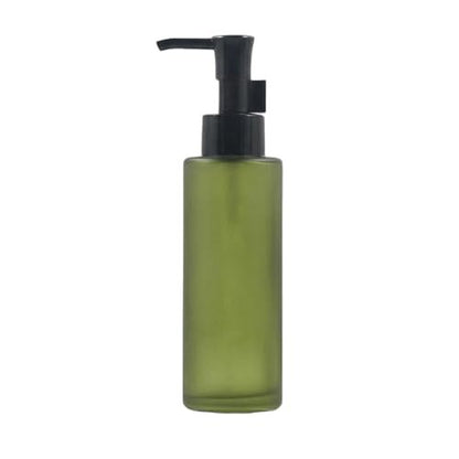 Upscale Green Matt Glass Pump Bottle 100ml/3.4oz – Luxury Lotion Pump Dispenser for Cream, Emulsion, Essence & Travel