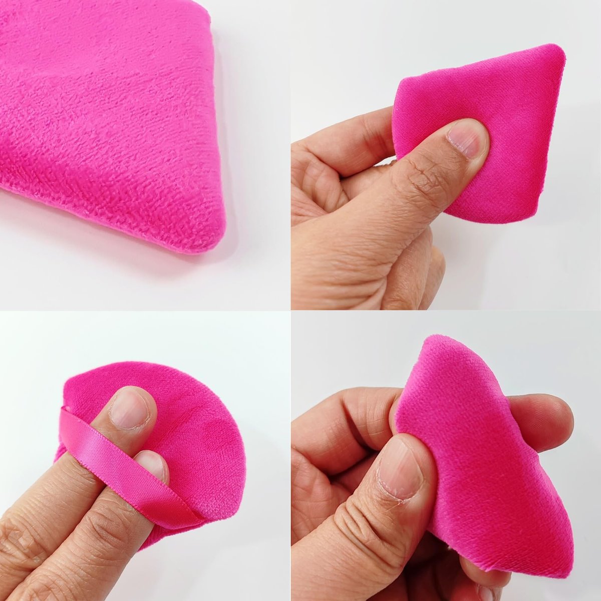 GXXMEI 30-Pack Soft Velour Triangle Powder Puffs – Pink, Reusable Face Makeup Sponges for Loose Powder, Setting Powder & Foundation - görsel 7