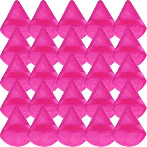 GXXMEI 30-Pack Soft Velour Triangle Powder Puffs – Pink, Reusable Face Makeup Sponges for Loose Powder, Setting Powder & Foundation - görsel 2