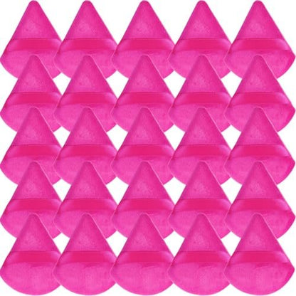 GXXMEI 30-Pack Soft Velour Triangle Powder Puffs – Pink, Reusable Face Makeup Sponges for Loose Powder, Setting Powder & Foundation