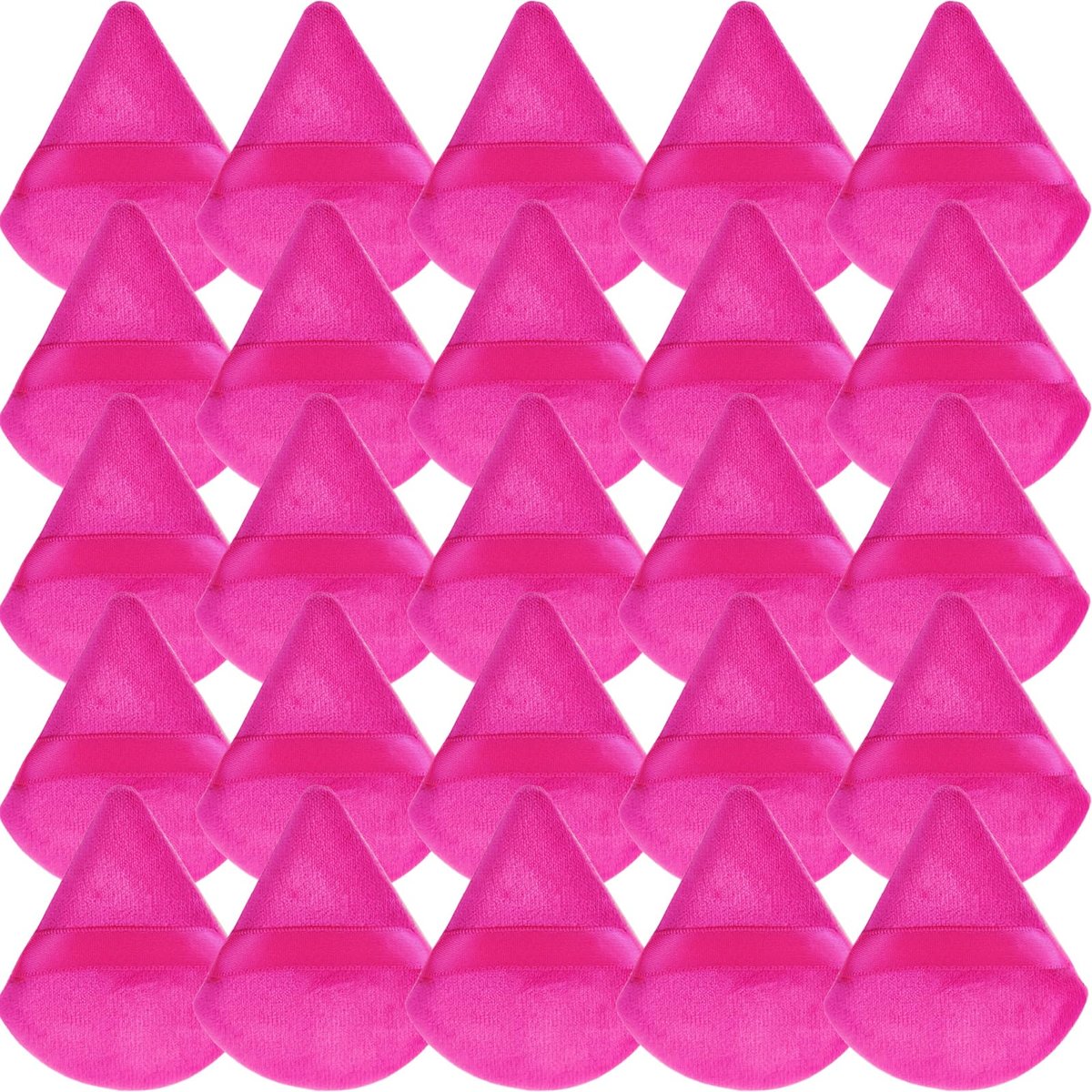 GXXMEI 30-Pack Soft Velour Triangle Powder Puffs – Pink, Reusable Face Makeup Sponges for Loose Powder, Setting Powder & Foundation - görsel 1