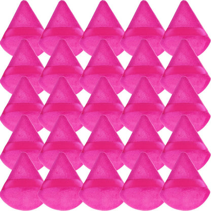GXXMEI 30-Pack Soft Velour Triangle Powder Puffs – Pink, Reusable Face Makeup Sponges for Loose Powder, Setting Powder & Foundation