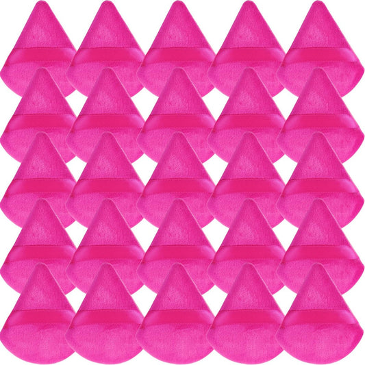 GXXMEI 30-Pack Soft Velour Triangle Powder Puffs – Pink, Reusable Face Makeup Sponges for Loose Powder, Setting Powder & Foundation
