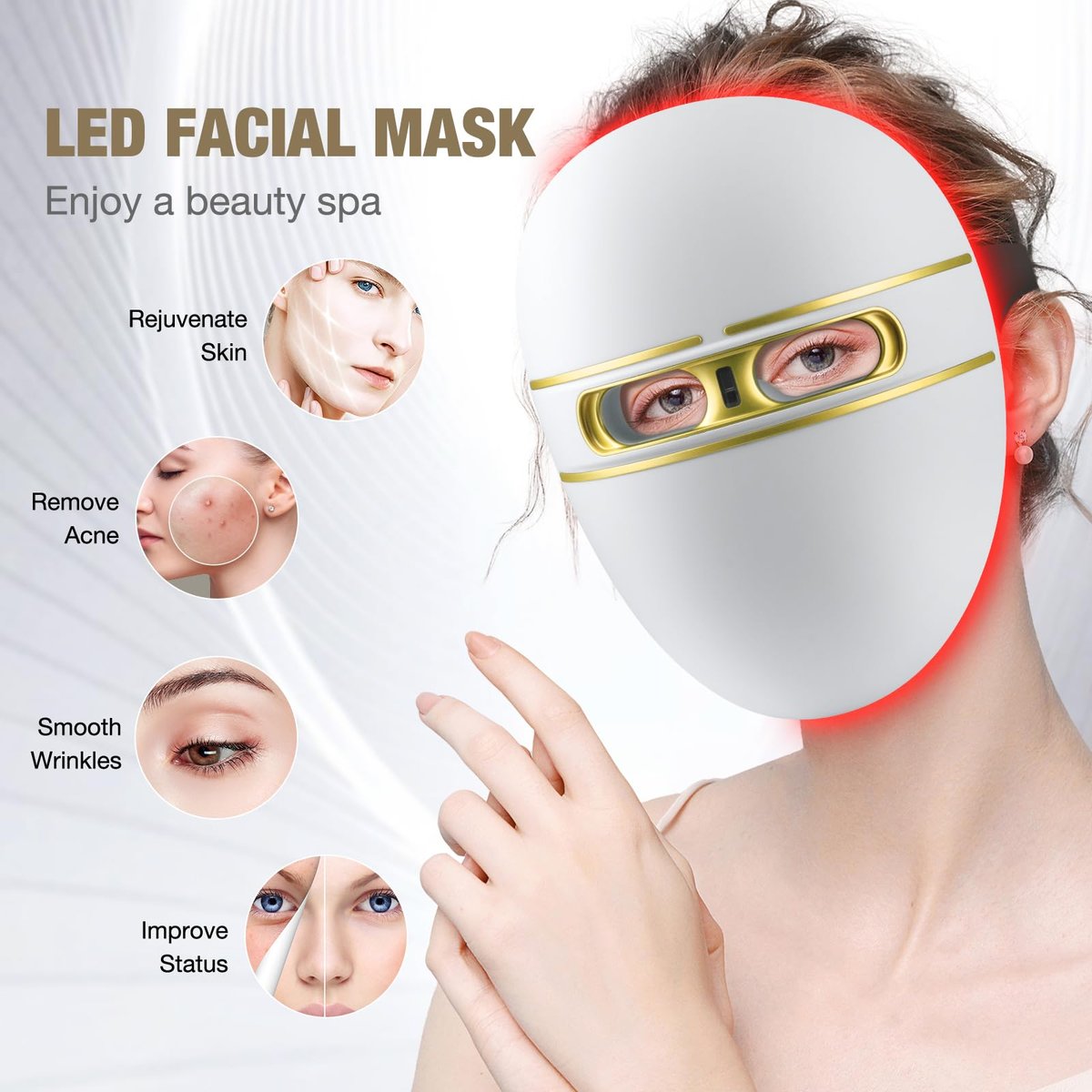 F FIWENE Pro-Grade FSA LED Light Therapy Facial Mask - Red & Blue Light Anti Aging for Face, Salon Treatment for Acne, Wrinkles & Redness at Home, Ideal Skincare Device for Birthday, Mom Gift Avelisse