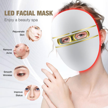 F FIWENE Pro-Grade FSA LED Light Therapy Facial Mask - Red & Blue Light Anti Aging for Face, Salon Treatment for Acne, Wrinkles & Redness at Home, Ideal Skincare Device for Birthday, Mom Gift Avelisse