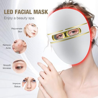 F FIWENE Pro-Grade FSA LED Light Therapy Facial Mask - Red & Blue Light Anti Aging for Face, Salon Treatment for Acne, Wrinkles & Redness at Home, Ideal Skincare Device for Birthday, Mom Gift Avelisse