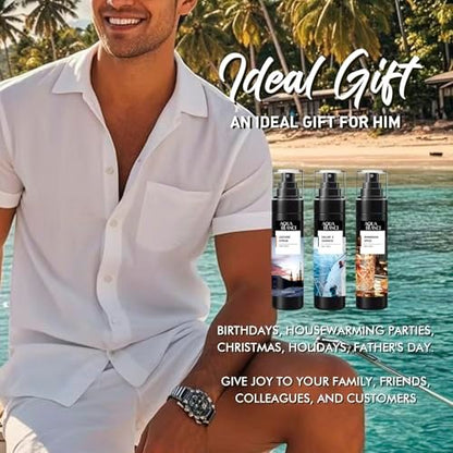 AQUA BLANCE Body Spray for Men – 3-Pack Long-Lasting Refreshing Spray (Ironwood Spice, Sailor's Essence, Leather Citrus) 3.4 Fl Oz Each Avelisse
