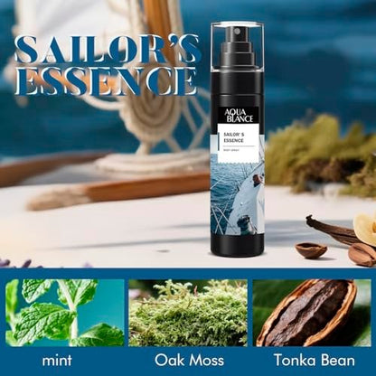AQUA BLANCE Body Spray for Men – 3-Pack Long-Lasting Refreshing Spray (Ironwood Spice, Sailor's Essence, Leather Citrus) 3.4 Fl Oz Each Avelisse