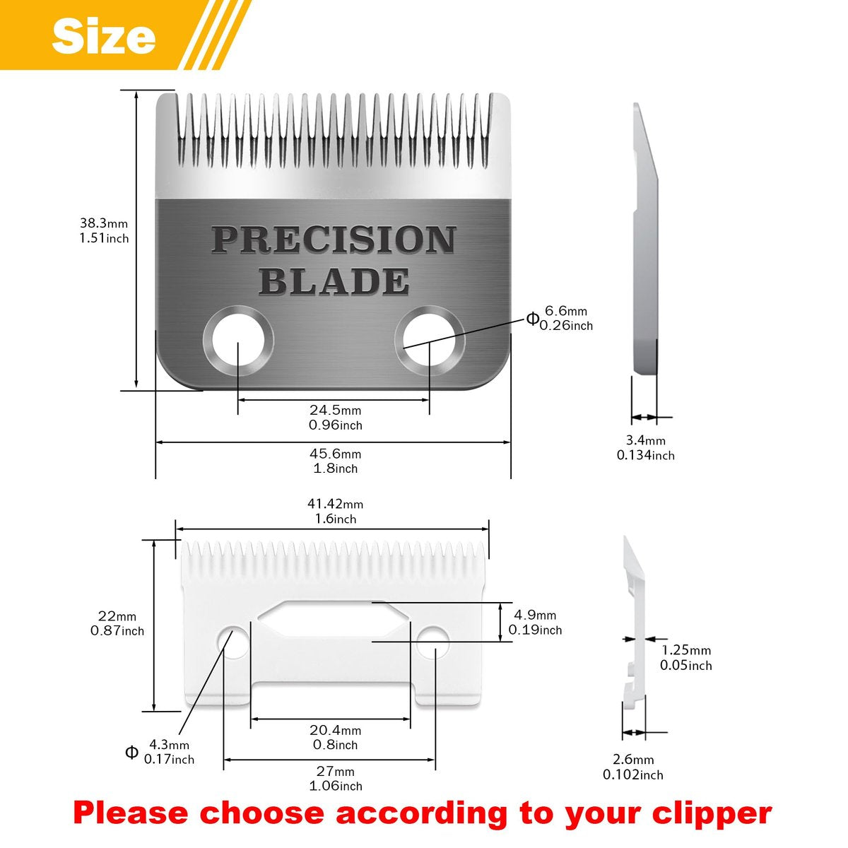 OwnLifeYF Precision Blade Fit for Wahl Clippers - 2 Holes Adjustable Carbon Steel Replacement Blade (Silver, 1 Pack) - görsel 5