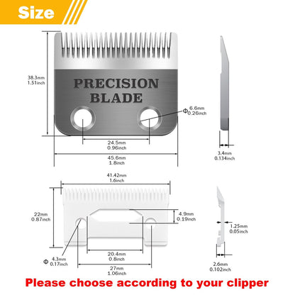OwnLifeYF Precision Blade Fit for Wahl Clippers - 2 Holes Adjustable Carbon Steel Replacement Blade (Silver, 1 Pack)