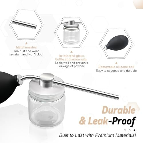 Refillable Powder Spray Bottle for Hair Building Fibers, Dry Shampoo & Cosmetic Powders - Leak-Proof Hair Fiber Applicator with Precision Nozzle, Portable Powder Dispenser for Men and Women - görsel 7