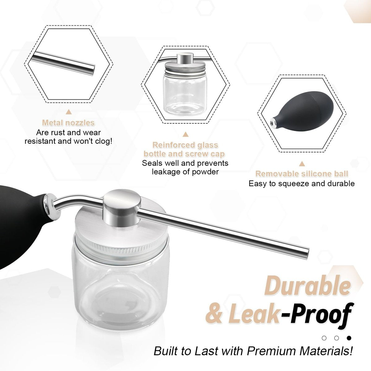 Refillable Powder Spray Bottle for Hair Building Fibers, Dry Shampoo & Cosmetic Powders - Leak-Proof Hair Fiber Applicator with Precision Nozzle, Portable Powder Dispenser for Men and Women - görsel 8
