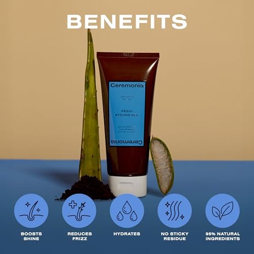Ceremonia Pequi Styling Gel – Medium Hold Hair Gel for Natural Shine & Frizz Control, Non-Sticky Hydrating with Aloe Vera, All Hair Types, 6.7 fl oz Avelisse