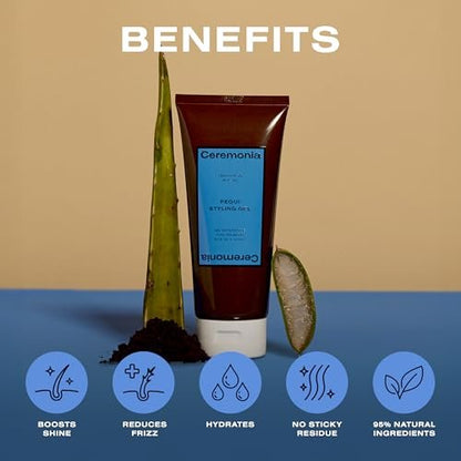 Ceremonia Pequi Styling Gel – Medium Hold Hair Gel for Natural Shine & Frizz Control, Non-Sticky Hydrating with Aloe Vera, All Hair Types, 6.7 fl oz Avelisse