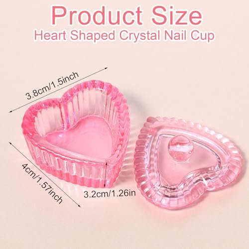 Nogeqi 2-Pack Glass Crystal Dappen Dish with Lid for Acrylic Nail Monomer - Pink Avelisse