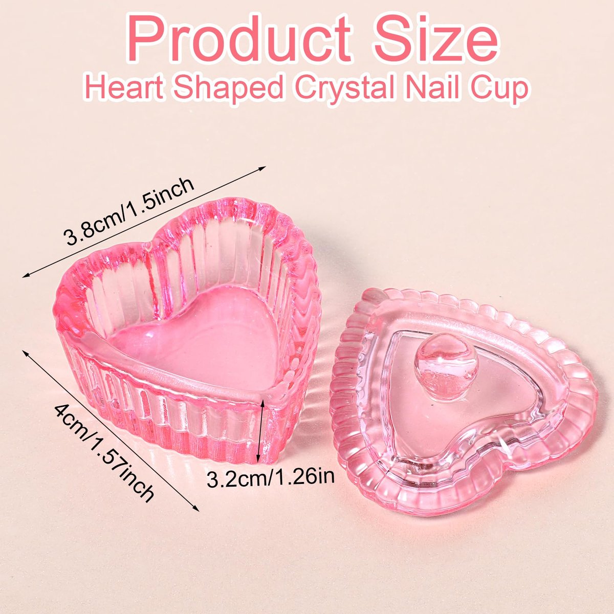 Nogeqi 2-Pack Glass Crystal Dappen Dish with Lid for Acrylic Nail Monomer - Pink Avelisse
