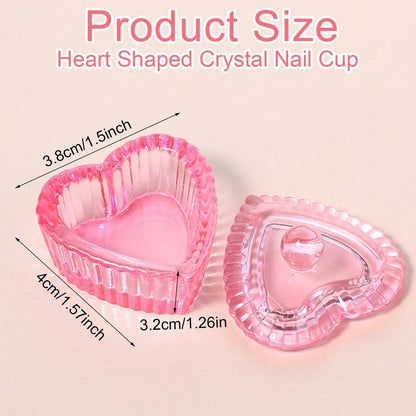 Nogeqi 2-Pack Glass Crystal Dappen Dish with Lid for Acrylic Nail Monomer - Pink Avelisse