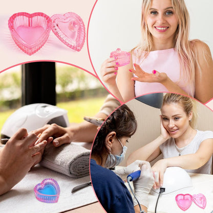 Nogeqi 2-Pack Glass Crystal Dappen Dish with Lid for Acrylic Nail Monomer - Pink Avelisse