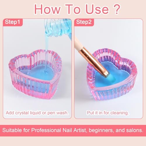 Nogeqi 2-Pack Glass Crystal Dappen Dish with Lid for Acrylic Nail Monomer - Pink Avelisse