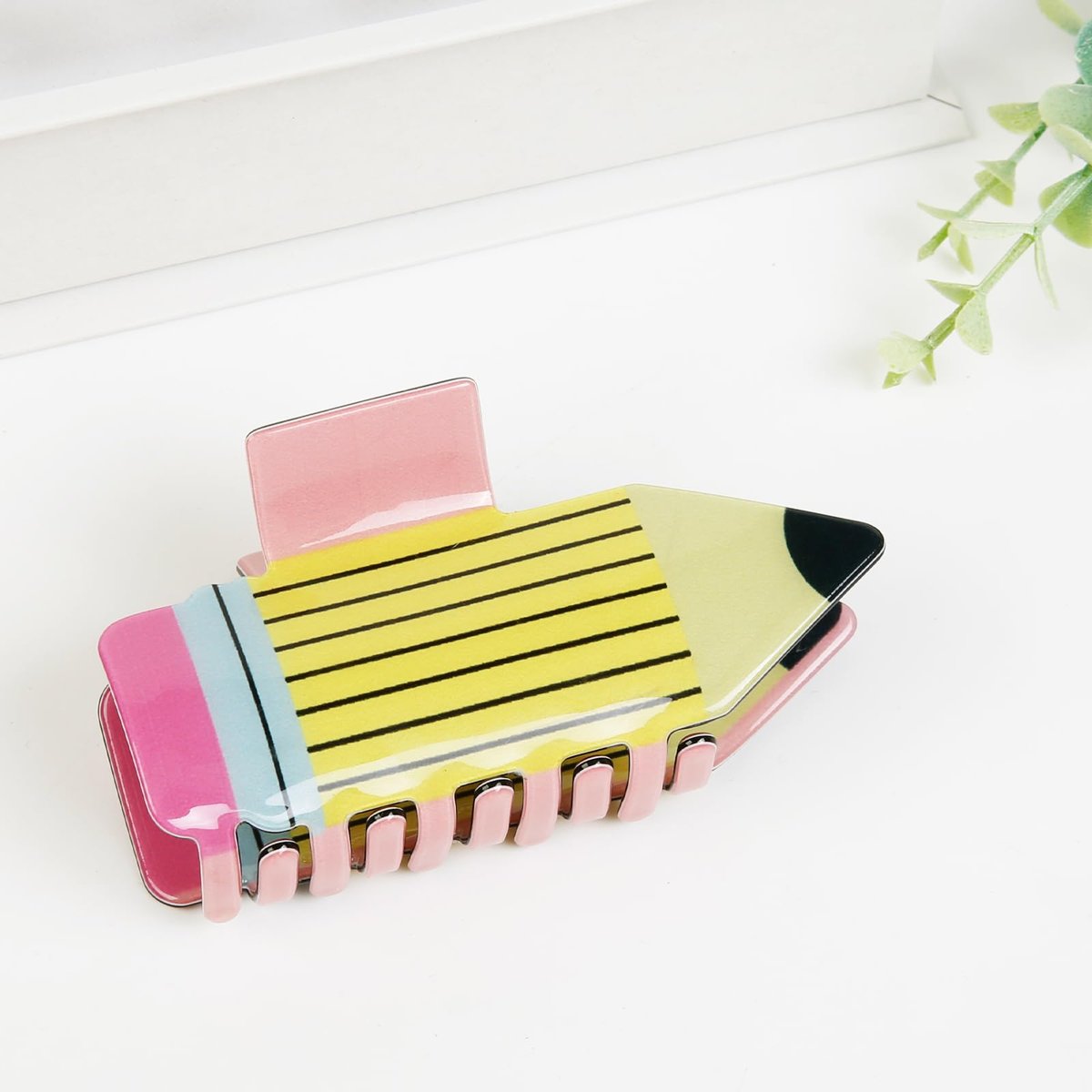 TEBIEKOY 4-Pack Funny Pencil Hair Claw Clips for Women – Cute Back to School Hair Accessories for Teachers & Students (Yellow, Style1) - görsel 7