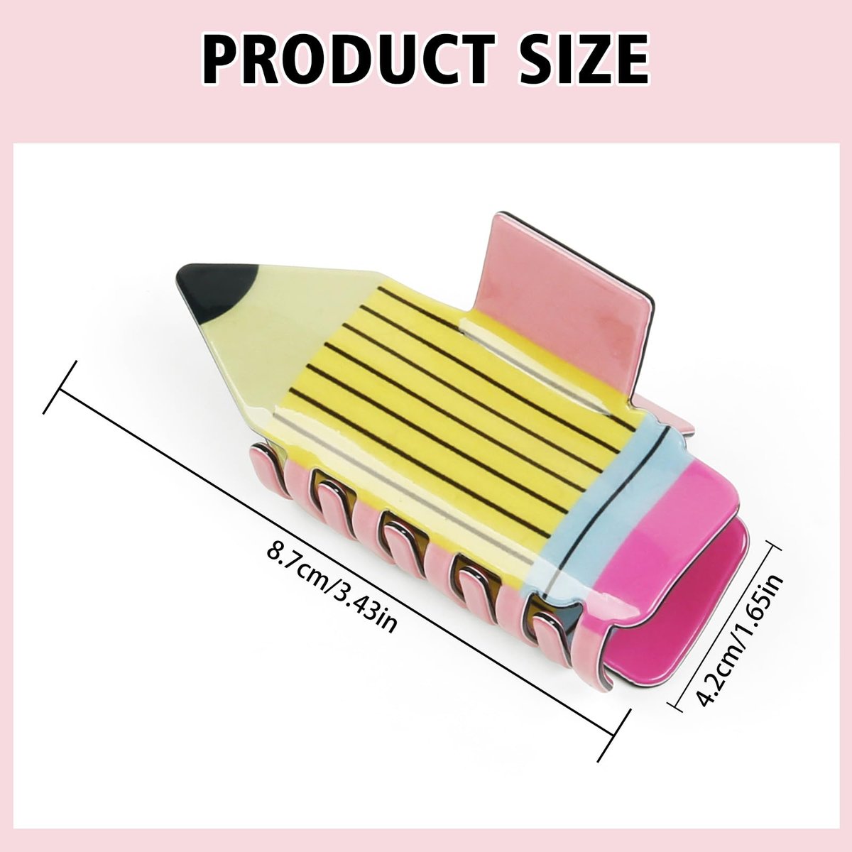 TEBIEKOY 4-Pack Funny Pencil Hair Claw Clips for Women – Cute Back to School Hair Accessories for Teachers & Students (Yellow, Style1) - görsel 3