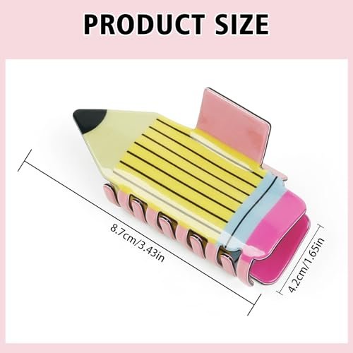 TEBIEKOY 4-Pack Funny Pencil Hair Claw Clips for Women – Cute Back to School Hair Accessories for Teachers & Students (Yellow, Style1) - görsel 4