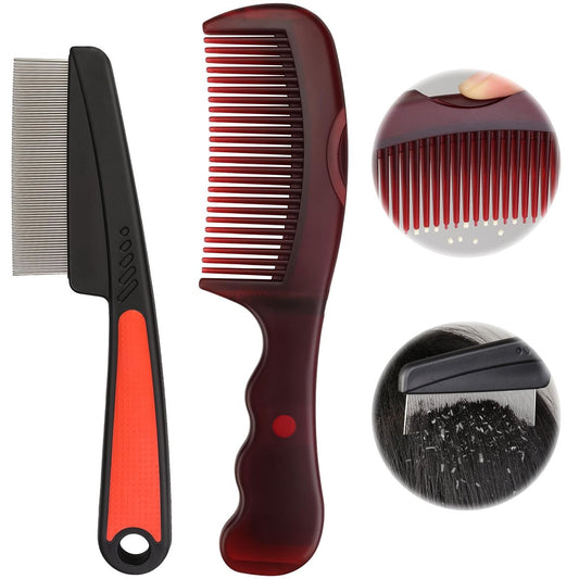 Dandruff Comb, 2 Pcs Scalp Sweep Detoxing Hair Brush Set for Dandruff Removal, Scalp Build Up Remover and Stainless Steel Fine Tooth Comb for Scalp Massage Combs
