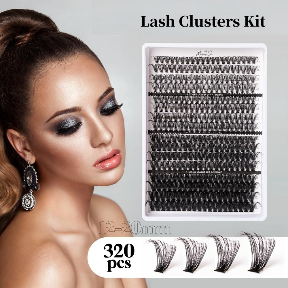 320 Pcs Lash Clusters Extension Kit - 30D 40D 80D 100D Individual Lashes 12-20mm with Bond, Seal, Remover & Tweezers - DIY Eyelash Extensions for Beginners & Pros - görsel 7