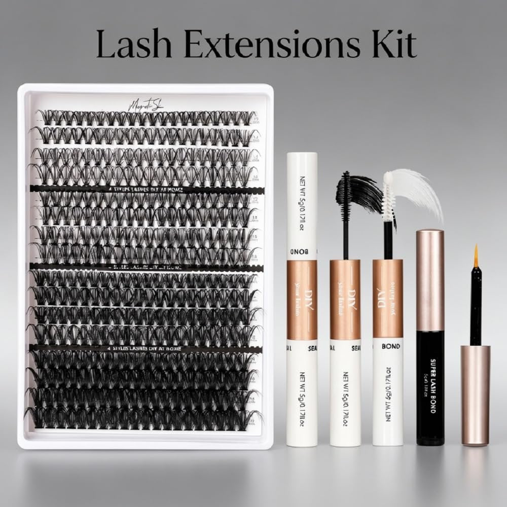 320 Pcs Lash Clusters Extension Kit - 30D 40D 80D 100D Individual Lashes 12-20mm with Bond, Seal, Remover & Tweezers - DIY Eyelash Extensions for Beginners & Pros - görsel 11