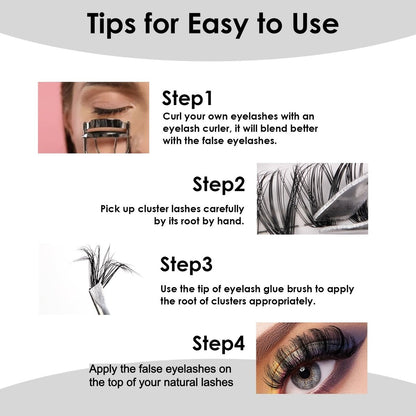 320 Pcs Lash Clusters Extension Kit - 30D 40D 80D 100D Individual Lashes 12-20mm with Bond, Seal, Remover & Tweezers - DIY Eyelash Extensions for Beginners & Pros
