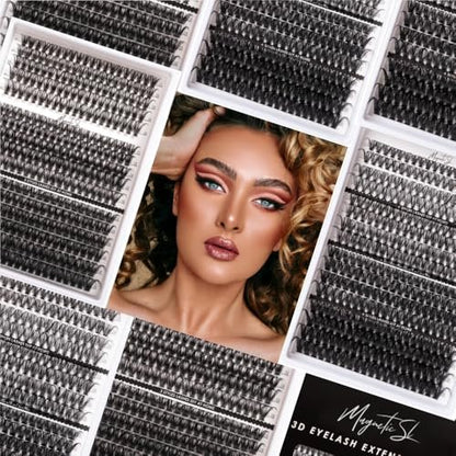 320 Pcs Lash Clusters Extension Kit - 30D 40D 80D 100D Individual Lashes 12-20mm with Bond, Seal, Remover & Tweezers - DIY Eyelash Extensions for Beginners & Pros