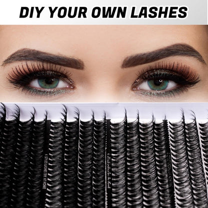 320 Pcs Lash Clusters Extension Kit - 30D 40D 80D 100D Individual Lashes 12-20mm with Bond, Seal, Remover & Tweezers - DIY Eyelash Extensions for Beginners & Pros