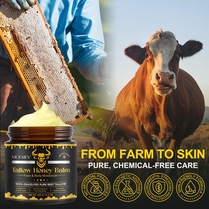 KZUO Beef Tallow for Skin - Hydrating Tallow Balm with Raw Honey and Beeswax, Grass-Fed Beef Tallow & Raw Wild Honey Blend, Body & Face Moisturizer, Natural Formula, 4.2 Fl Oz Avelisse