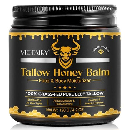 KZUO Beef Tallow for Skin - Hydrating Tallow Balm with Raw Honey and Beeswax, Grass-Fed Beef Tallow & Raw Wild Honey Blend, Body & Face Moisturizer, Natural Formula, 4.2 Fl Oz Avelisse